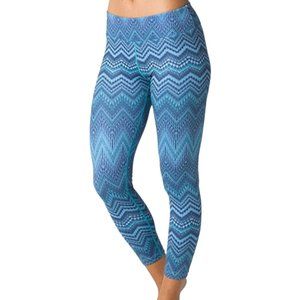 Prana Crop Leggings Womens Medium Blue Zig Zag Print Comfort Yoga Gym Running